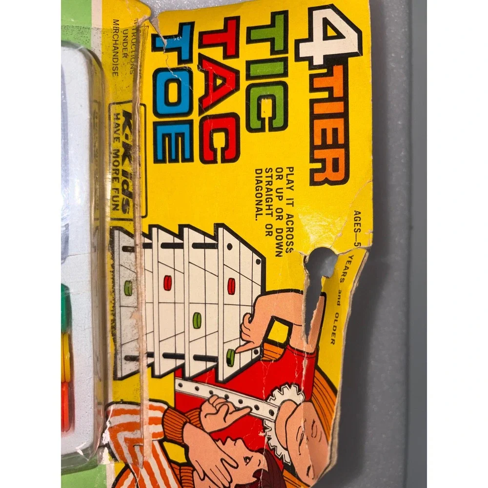Vintage 1970s 4 Tier Tic Tac Toe Board Game K-K Kids New Old Stock NOS Sealed